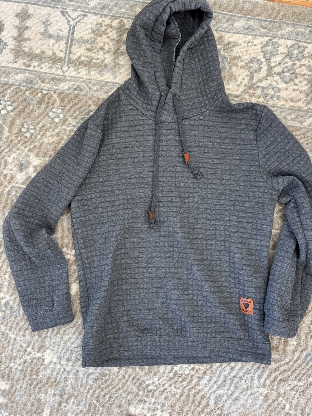 Men's Quilted Hoodie Pullover - Gray